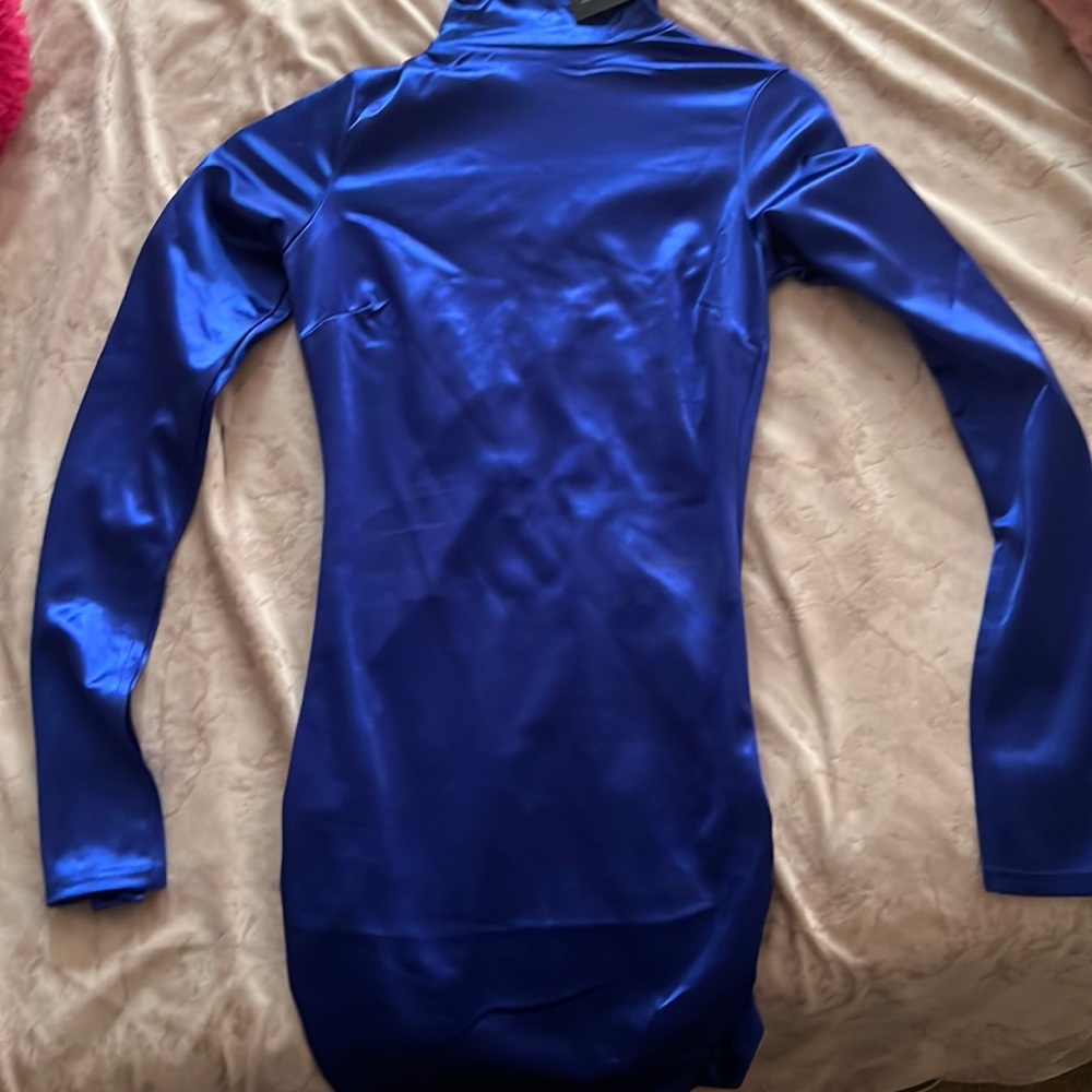 blue mini dress.
